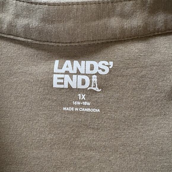 Lands' End Women 1X (16W-18W) Olive Green Long Sleeve Button Down Tunic Shirt - Picture 12 of 15